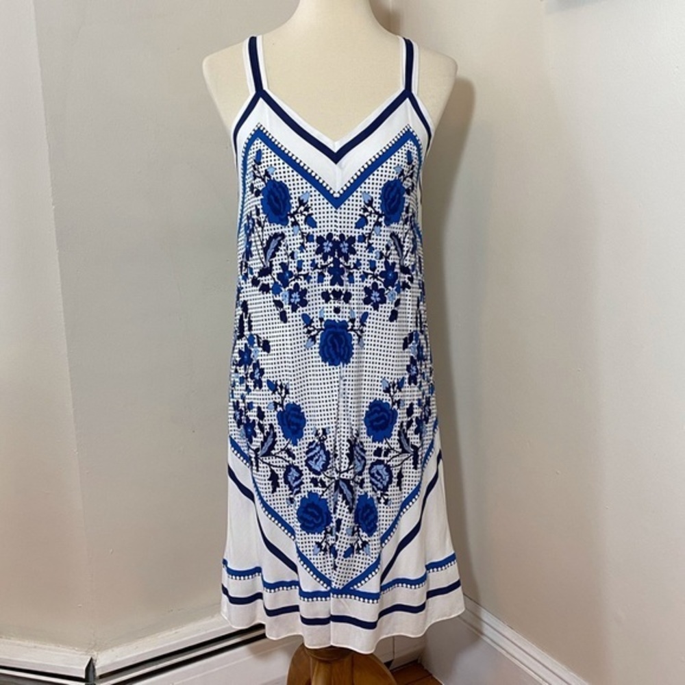 Max Studio A-line flowy Blue and white Dre…